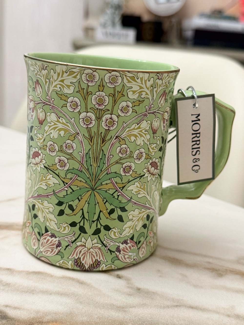 New William Morris & Co Floral Green Premium Porcelain Coffee Tea Mug Gift Cup